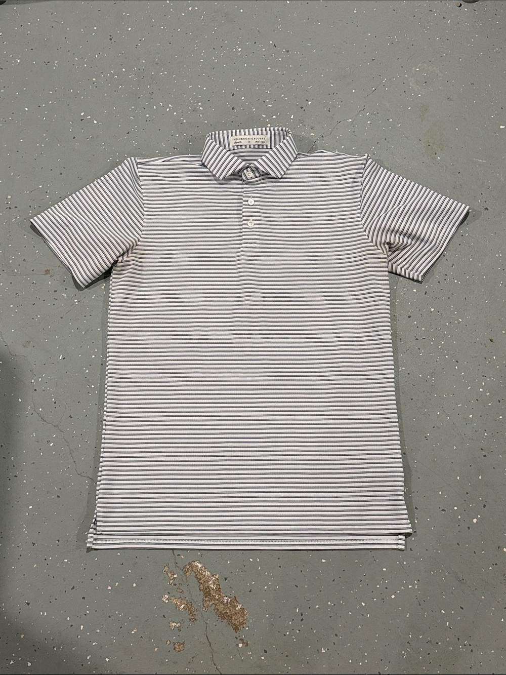 Holderness & Bourne Striped Short-Sleeve Polo Shirt - Blue, Green and White